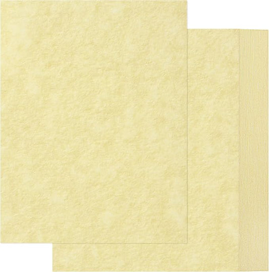 30 Sheets Parchment Paper - Creamy Yellow 8.5” x 11” Letter Size Parchment Card Stock 65lb Heavyweight Paper Thick Vintage Paper for Certificate, Crafts, Business Cards, Invitations PAP04CY