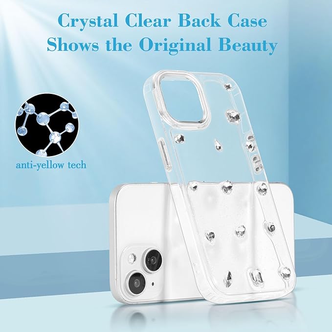 EYZUTAK Case for iPhone 15 Plus, Bling Glitter 3D Diamond Phone Case Cute Sparkly Crystal Clear Aesthetic Design Case Slim Soft Durable TPU Transparent Protective Cover for Women Girls - Crystal