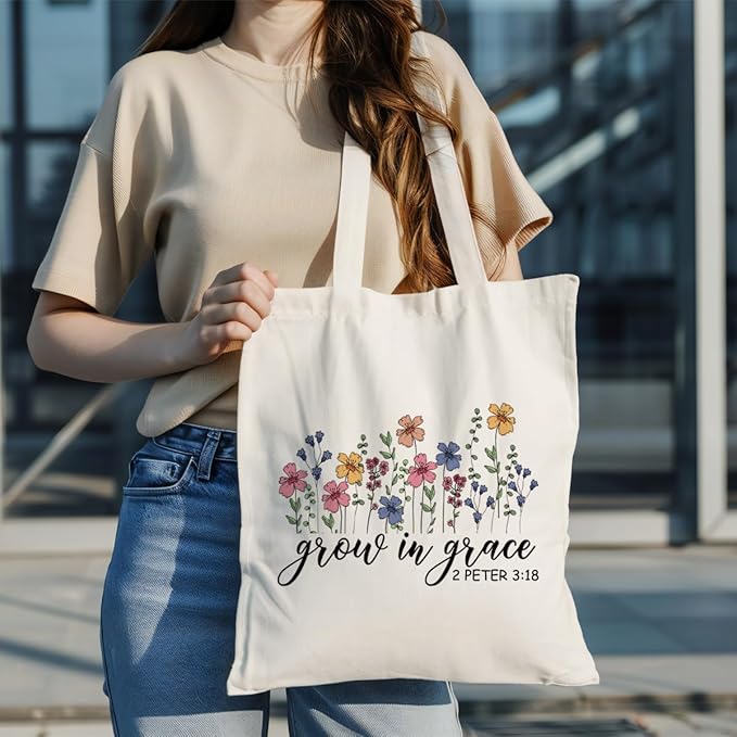 Canvas Tote Bag Aesthetic for Women,Reusable Canvas Cute Shoulder Bag for Grocery, Shopping, Beach & Daily Use