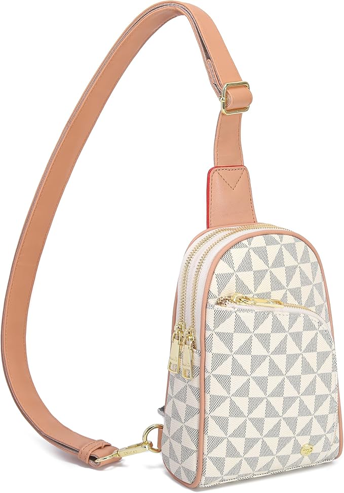 INICAT RFID Blocking Sling Bag Leather Crossbody Bags for Women Fanny Pack Cross Body for Woman Chest Bag for Travel 1.9L