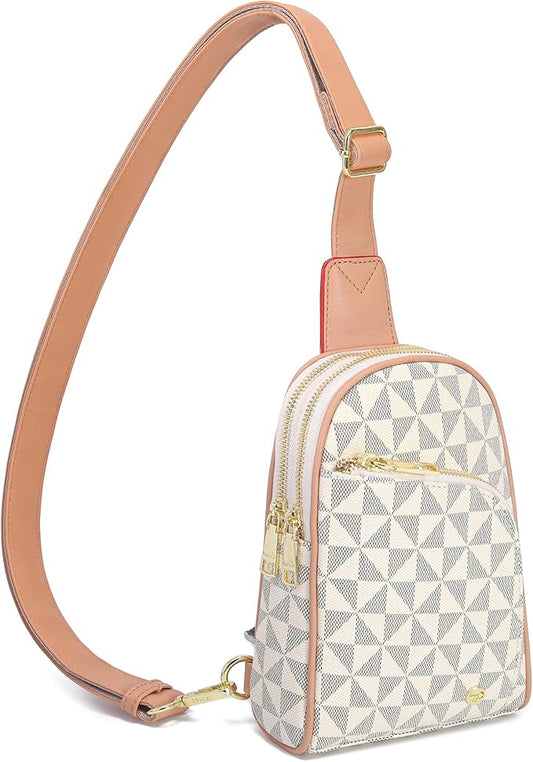 INICAT RFID Blocking Sling Bag Leather Crossbody Bags for Women Fanny Pack Cross Body for Woman Chest Bag for Travel 1.9L