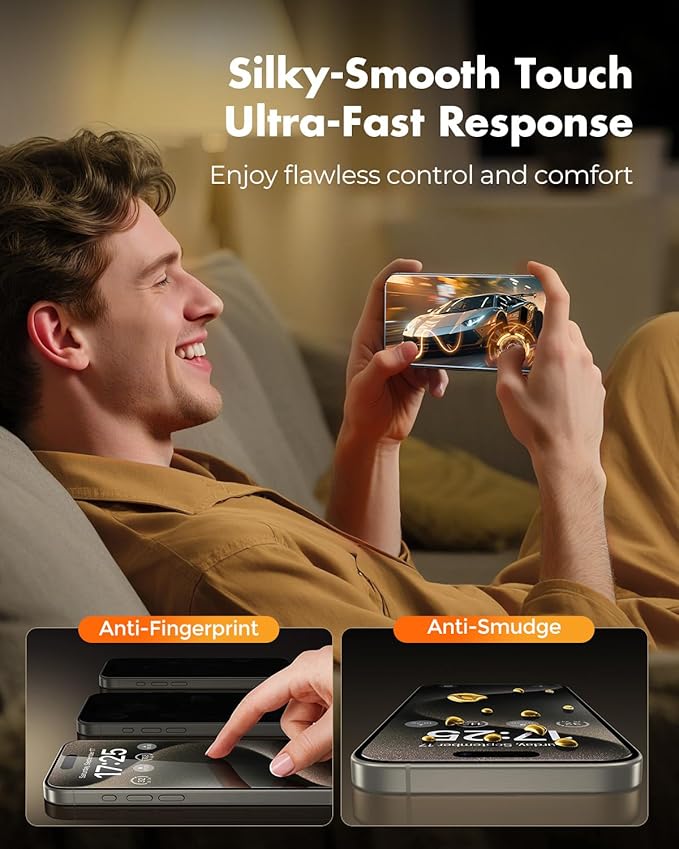 UNBREAKcable 2+2 Pack for iPhone 15 Pro Max Screen Protector & Lens Protector 【Military-Grade】【Easy Install】【Efficient Night Shot】9H+ Shatterproof Tempered Glass Film,Bubble-Free&Anti-Fingerprint ,Case Friendly-6.7 inch