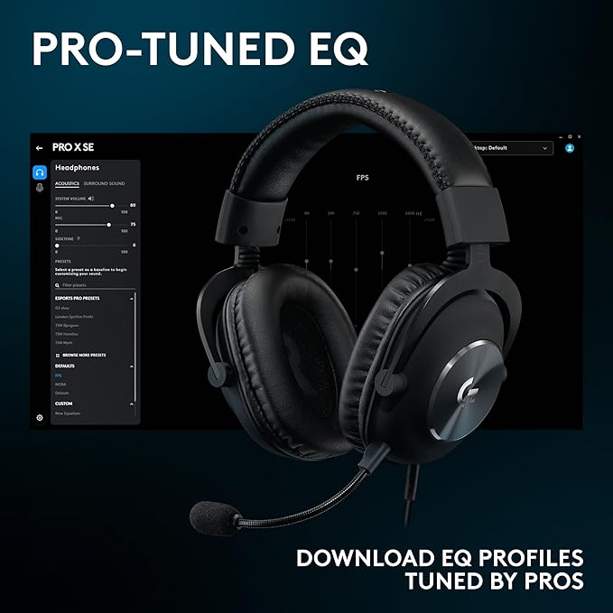 Logitech G Pro X SE Wired Gaming Headset with Microphone: Detachable Mic, DTS Headphone:X 7.1, Memory Foam Ear Pads, 50 mm Drivers, USB DAC Incl. - Black