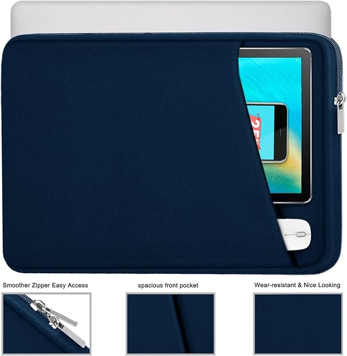 15.6 inch Laptop case, Durable Briefcase Shockproof Protective Sleeve, Handbags Portable Laptop Bag for 15.6 inch HP Dell Asus Lenovo Notebook Computer Cover with Front Pocket, Blue