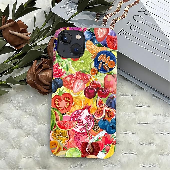 Case for iPhone 14 Plus,Summer Fruit Collage for Woman Men Full Body Protective Cover Shockproof 2 in 1 Silicone + Hard PC Case for iPhone 14 Plus