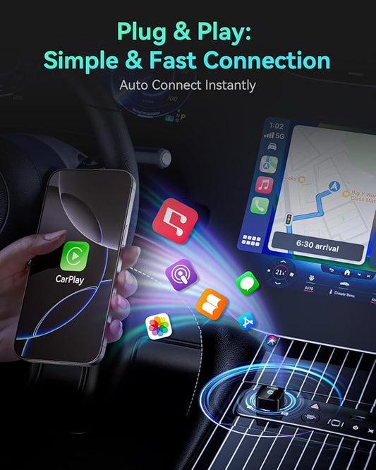 Wireless CarPlay Adapter 2025 Version, 2-in-1 Stable 5.8GHz Connection, Plug & Play via USB/USB-C, Auto Connect, Compact Car Accessory (Style 2)