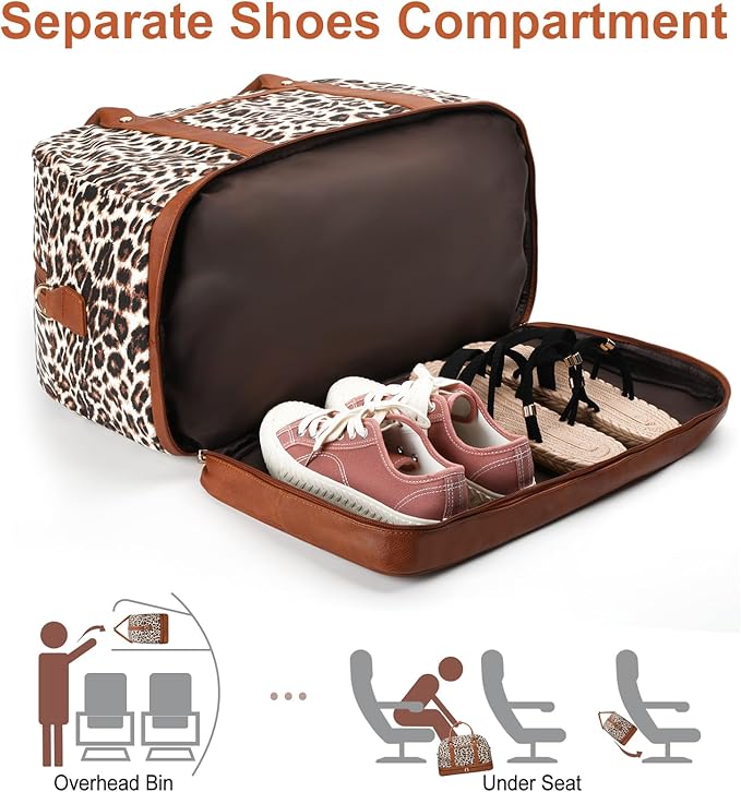 Weekender Bag for Women Canvas Overnight Bag Large Travel Tote Bag Carry on Shoulder Duffle Bag With Shoe Compartment,Perfect for Travel/Daily Use/Birthday Gift …