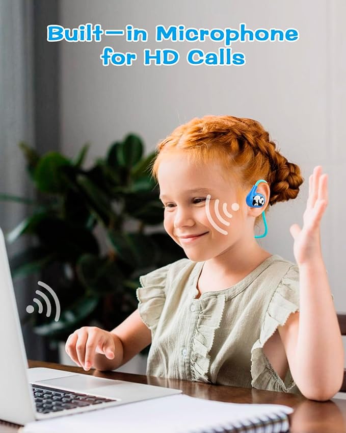 BANIGIPA Kids Headphones, Open Ear Headphones, Wireless Bluetooth 5.4 Headset w/Mic for Calling Studying Traveling, 13g Ultra-Light Comfort, 85dB Healthy Volume Control Protect Hearing, 10H Playtime