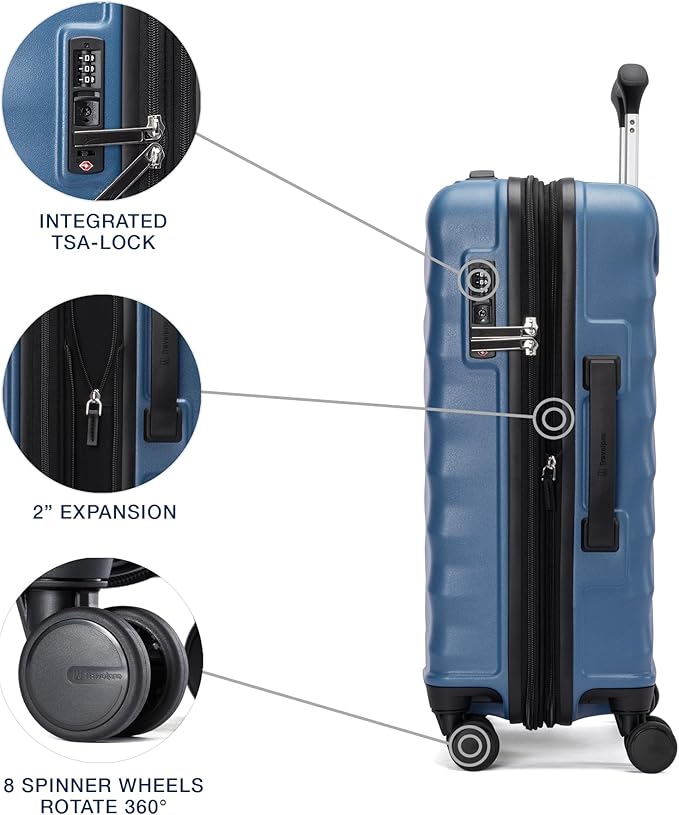 Travelpro Maxlite Air V2 Hardside Expandable Carry on Luggage, 8 Spinner Wheels, Lightweight Hard Shell Suitcase, TSA lock, Ensign Blue, Carry On 21-Inch