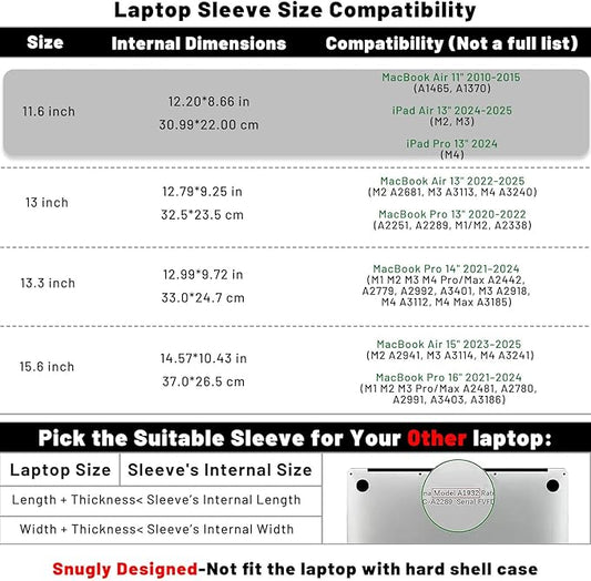 Allinside 11-12 inch Laptop Sleeve Case Compatible with MacBook Air 11 2010-2015/MacBook 12 2015-2017, Waterproof PU Leather Laptop Sleeve Bag Protective Vertical Case Cover, Black