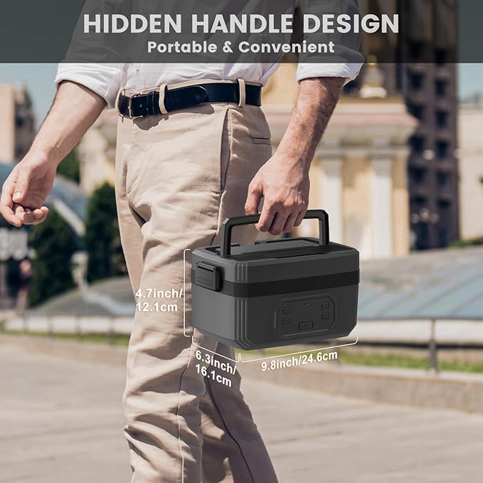 Cordless Electric Lunch Box - 24000mAh Rechargeable Heated Lunch Box, 1.6L Portable Self-Heating Food Warmer for Adults, Men & Women