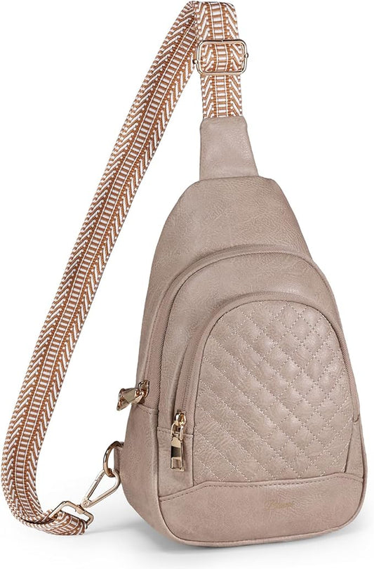 Crossbody Bags for Women Anti Theft Small Sling Handbag with Zipper Lock Vegan Leather RFID Blocking Chest Pure