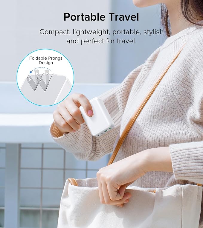 2Pack Flat USB C Wall Charger,40W 4Ports Foldable & Slim Fast Charging Block,Type C Cube Box Multiport Power Adapter Plug Brick Compatible with iPhone 16/15/14,Samsung,Pixel, AirPods4,Watch10