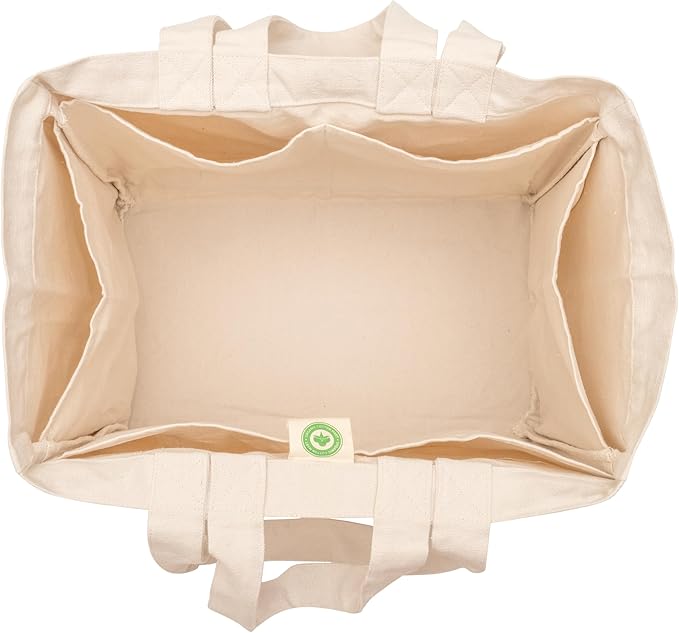 Reusable Canvas Grocery Shopping Bags - 3 Pack, Extra Large Cloth Grocery Bags with Handles and Real Pockets - Heavy Duty, Washable and Foldable Shopping Bags with Short and Long Handles (3 Bags)