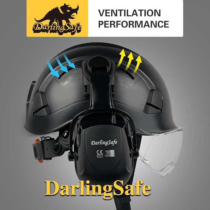 Hard Hats with Visor Bluetooth Ear Muffs Safety Helmet with Visors Mounted Safety Ear muff Hardhats Vented ANSI Z89.1 OSHA