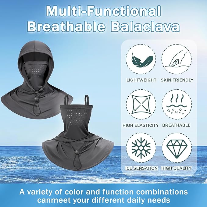 3 Pack Summer Balaclava Sun UV Protection Hood Breathable Full Head Mask Face Cover for Men Women Motorcycle Cycling Fishing