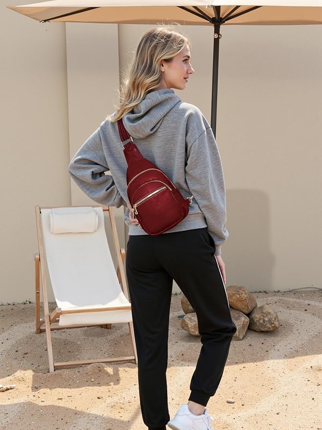 Small Leather Sling Bags for Women Fashion Crossbody Backpack Purse Sling Crossbody Bags