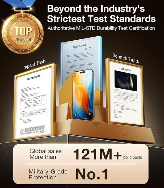 UltraGlass Unbreak Top 9H+ Glass for iPhone 15 Screen Protector (12FT Military Grade Shatterproof & Longest Durable) Screen Protector iPhone 15 Tempered Glass, Full Coverage, 2 Pack
