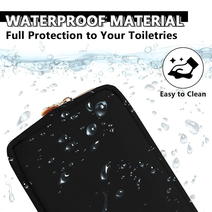 Waterproof Small Makeup Pouch for Purse,Nylon Travel Toiletry Storage Pouch Cute Preppy Cosmetic Bag for Women Girl,Waterproof Makeup Organizer Skincare Bag Purse with Zipper(Small-Black)