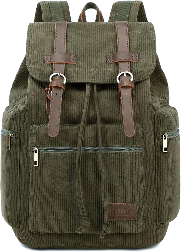 Bluboon Vintage Backpack Leather Trim Casual Bookbag Men Women Laptop Travel Rucksack