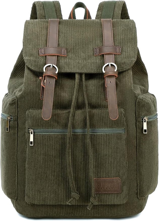 Bluboon Vintage Backpack Leather Trim Casual Bookbag Men Women Laptop Travel Rucksack