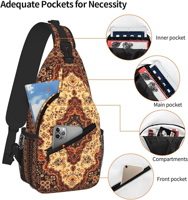 Cross Chest Bag Diagonally for Men Shoulder Bag for Travel Hiking Trendy Sling Bag with Adjustable Shoulder Strap