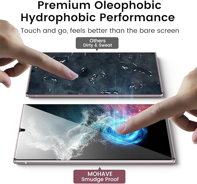 MOHAVE 2 Pack [Auto Alignment/Dust Removal] Privacy Screen Protector for Samsung Galaxy S22 Ultra 5G 6.8″, 3D Curved Anti Spy Private Film, 7H Hybrid Material, 100% Ultrasonic Fingerprint ID