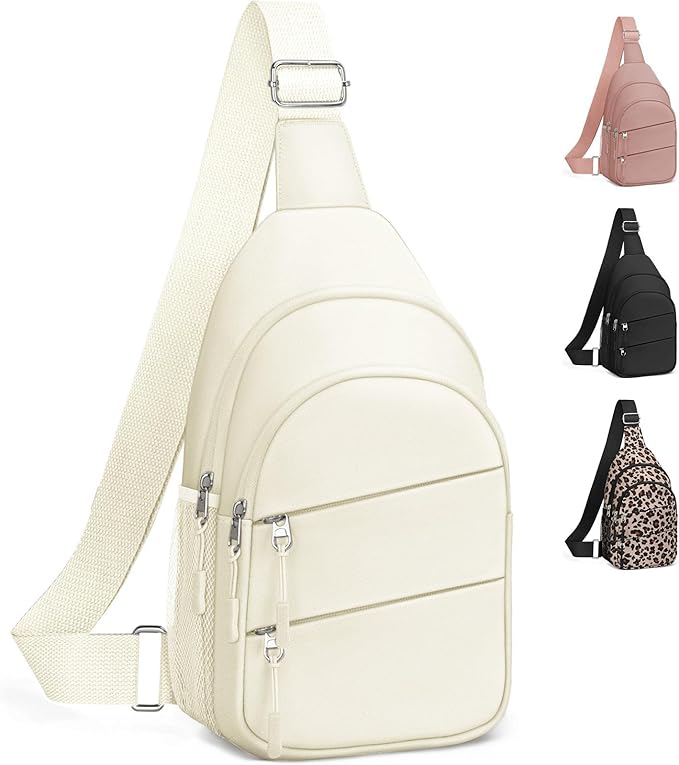 Crossbody Bags for Women, Sling Bag for Men, Small Hiking Backpack Anti Theft Lightweight for Outdoors Travel (L, Beige)