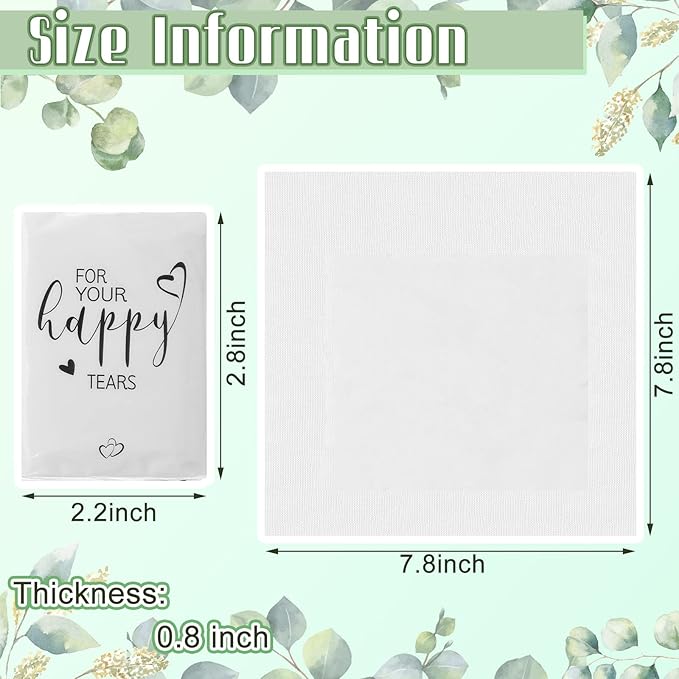 Spiareal 50 Pcs Happy Tears Tissues for Wedding Bulk 3 Ply for Your Happy Tears Wedding Tissues for Guests Pocket Paper Mini Travel Size for Party Favor Graduation