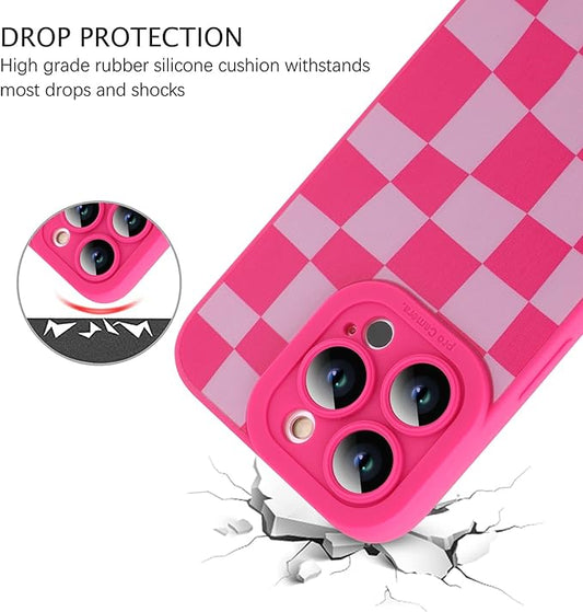 ZIYE for iPhone 15 Pro Case Hot Pink Flower Pattern Phone Case with Camera Protection,Soft TPU Silicone Rubber Protective Cover Floral Design Cases Compatible with iPhone 15 Pro 6.1 Inch