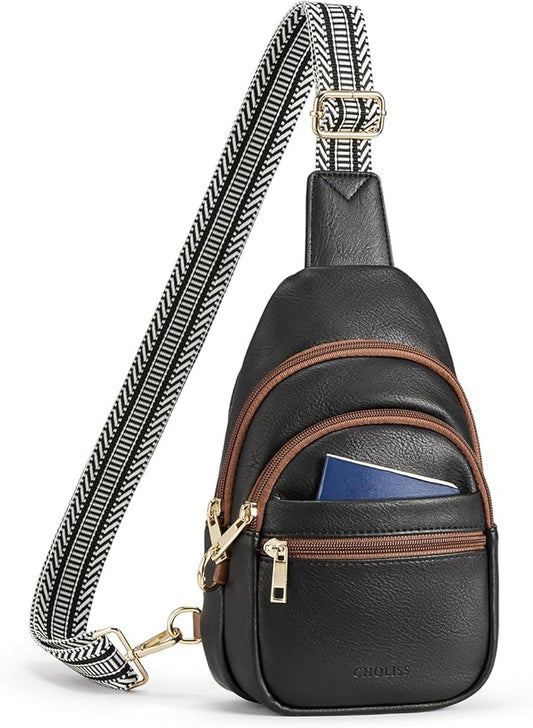 CHOLISS Anti Theft Small Sling Bag for Women and Men RFID Leather Crossbody Bags Fanny Pack Chest Bag Travel Purse Daypacks