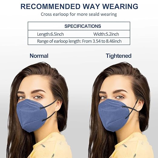 HUHETA KN95 Face Masks, 60 Packs KN95 Mask for Adults, 5-Layer Safety Mask Filter Efficiency≥95%, Morandi Multi Color
