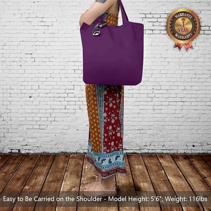 TOPDesign 3-Pack Super Strong Large 12oz Cotton Canvas Tote Bags, Reusable Grocery Shopping Cloth Bags, Fashionable Two-Tone Totes for Crafts, DIY Your Creative Designs