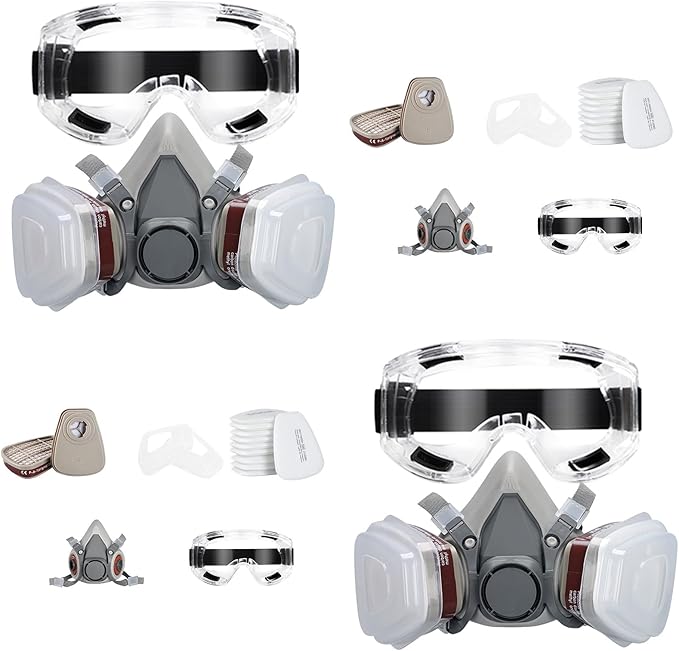 6200 Respirator Mask with Filters, Reusable Anti-fog Glass Gas Mask with Activated Carbon Filters