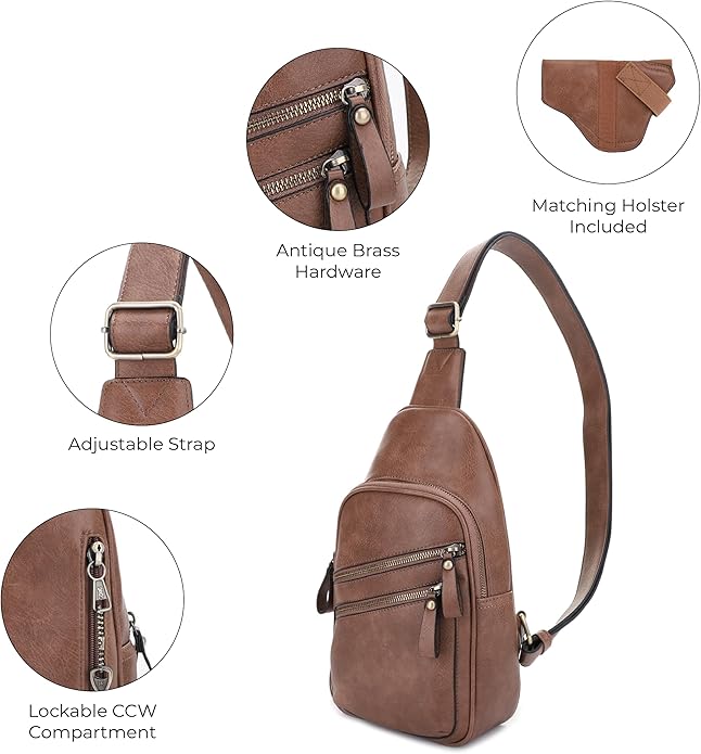 JESSIE & JAMES Jeannie Unisex Multi-Pocket Concealed Carry Sling Bag Crossbody Backpack Purse