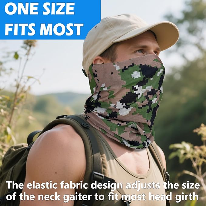 16 pack Cooling Neck Gaiter for Men Women Sun Protection Face Mask Gators Camo Bandana Neck Cover