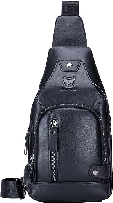 LUKZIJAES Genuine Leather Sling Bag for Men