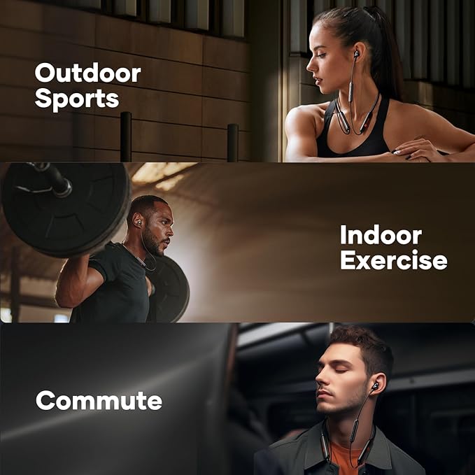 LINKLIKE Neckband Bluetooth Earbuds 100H Playtime with 4 Drivers Enhanced Bass,V5.2 Wireless Earbuds, IPX7 Waterproof,Comfort Fit Neckband Headphones for Sports, Gym Running Workout Business Travel