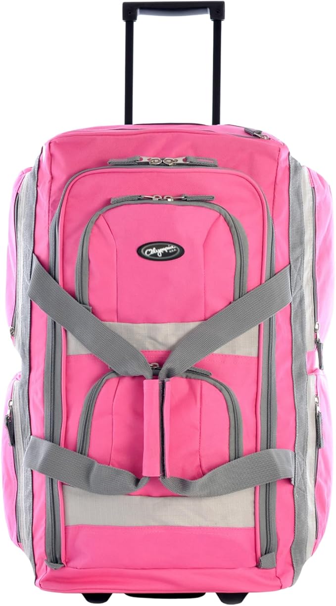 Olympia U.S.A. 22 inch Carry On 8 Pockets Wheeled Rolling Duffel Bag Water Resistant Luggage Lightweight Travel Suitcase with Retractable Handle