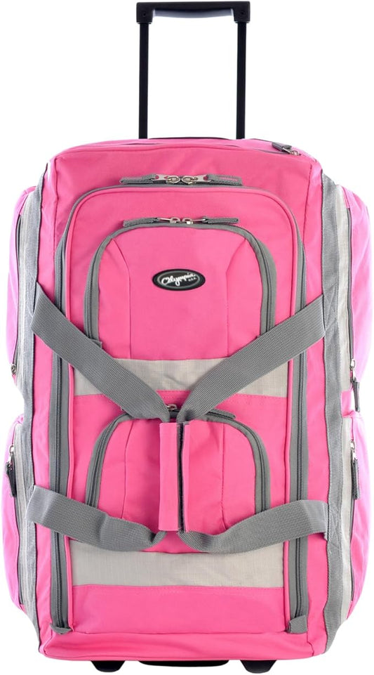 Olympia U.S.A. 22 inch Carry On 8 Pockets Wheeled Rolling Duffel Bag Water Resistant Luggage Lightweight Travel Suitcase with Retractable Handle