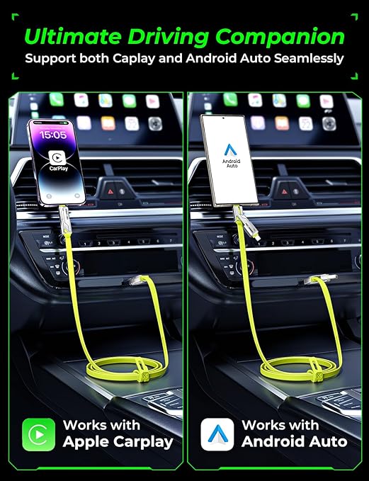 SHEZI [2025 Newly Upgrade] 4-in-1 Charging Cable 240W 5FT USB C Cable Fast Charging Flat Soft Thick Silicone for iPhone 16/15 Charger Cord, Multi Charge Combo with L/USB C/USB A Port, Green