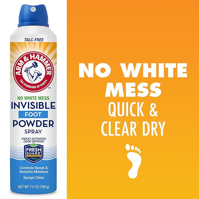 Arm & Hammer Invisible Foot Powder Spray, Clear Talc-Free Foot Odor & Sweat Control, Foot Spray Odor Eliminator Spray, Foot Odor Eliminator For Men & Women, Foot Odor Spray, 7 Oz (3 Pack)