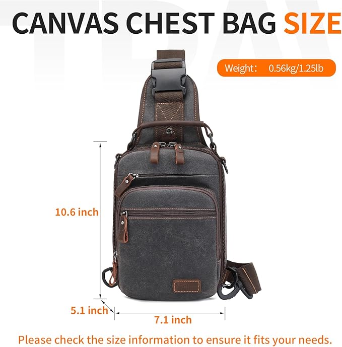 Nerlion Sling Bag for Men Waxed Canvas Crossbody Bag Chest Bag Water Resistant Shoulder Bag Casual Daypack