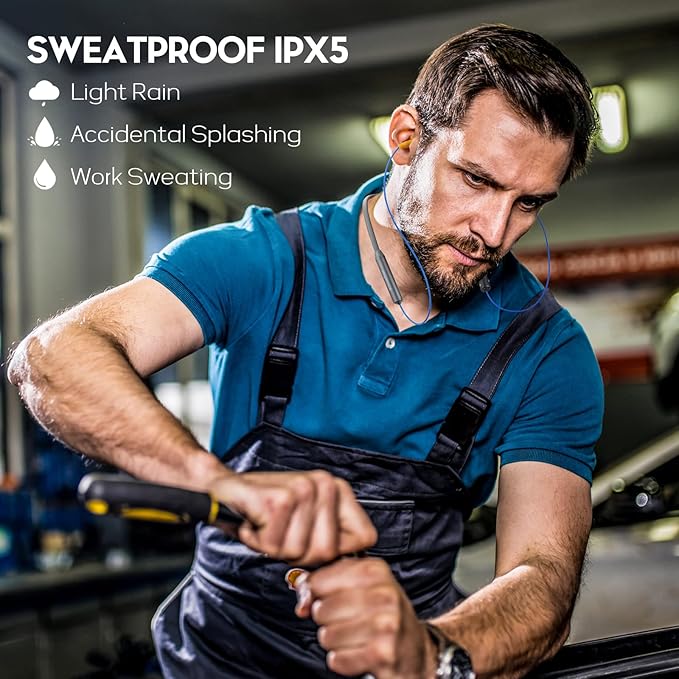 MIPEACE Bluetooth Earplug Headphones, Neckband Wireless Earbuds earplugs-29db Noise Reduction isolating in-Ear earplug Earphones with Controls,IPX5 sweatproof,19+Hour Battery(Gray)