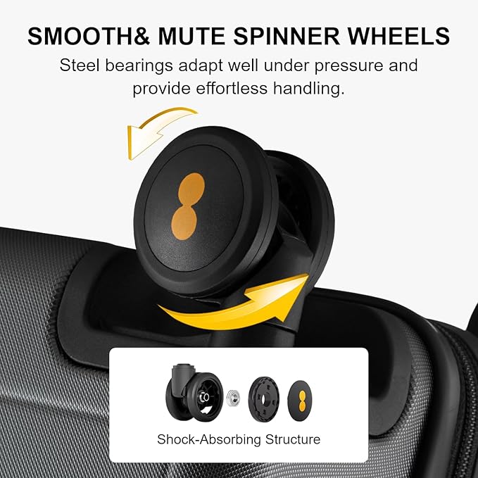 LEVEL8 Rolling Carry on Luggage Airline Approved, Carry-on Suitcases with Wheels, Lightweight Luminous Textured Luggage for Men Women, Tsa Lock, 20 Inch, Dark Grey