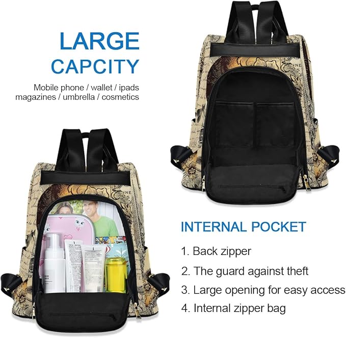 ALAZA Skull Floral Tatto Halloween Backpack Purse for Women Anti Theft Fashion Back Pack Shoulder Bag