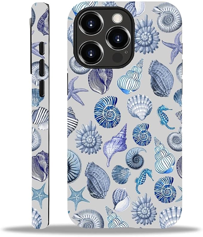 Case for iPhone 13 Pro Max,Summer Beachy Seashell for Woman Men Full Body Protective Cover Shockproof 2 in 1 Silicone + Hard PC Case for iPhone 13 Pro Max