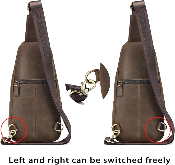 LUKZIJAES Genuine Leather Sling Bag for Men