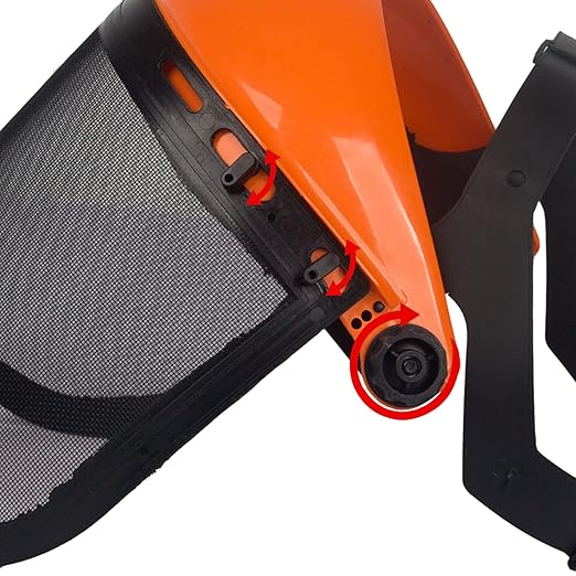 Safety Mask with Mesh Visor for Chainsaw Trimmer Pole Pruners, Protective Mask and Mesh Mask for Face Protection （Orang）
