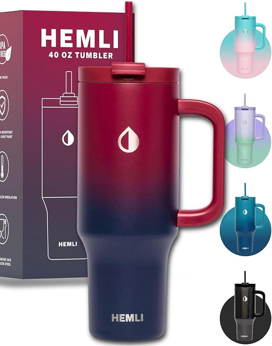 40 Oz Tumbler with Handle and Straw, Insulated Tumbler with Leakproof 2-in-1 Lid and Straw, Reusable and Portable Water and Coffee Stainless Steel Travel Mug, Vacuum Insulated